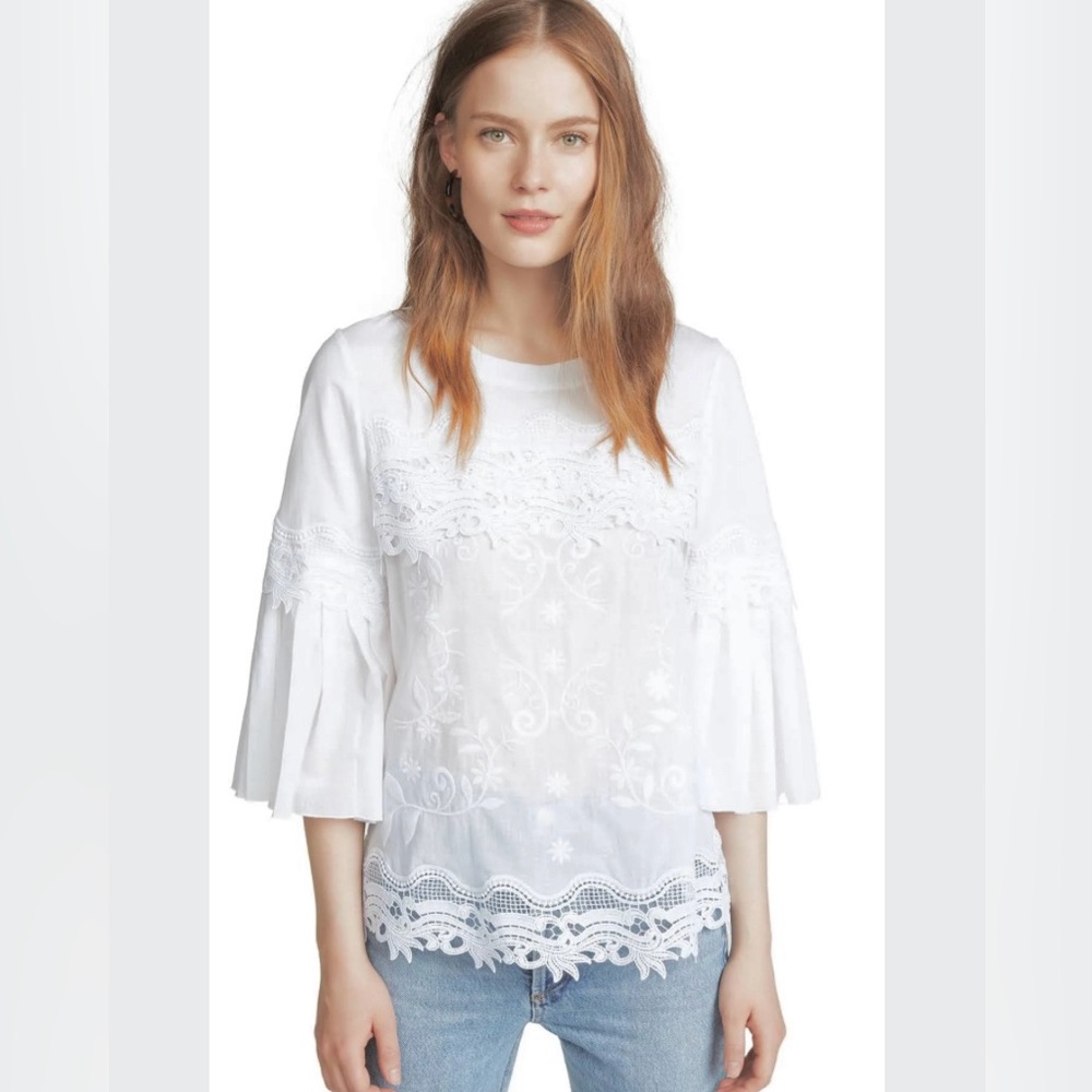 Kobi Halperin Indira Embroidered Bell-Sleeve Blouse